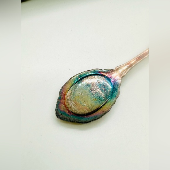Vintage Floral Enamel Silver Spoon - Picture 4 of 9